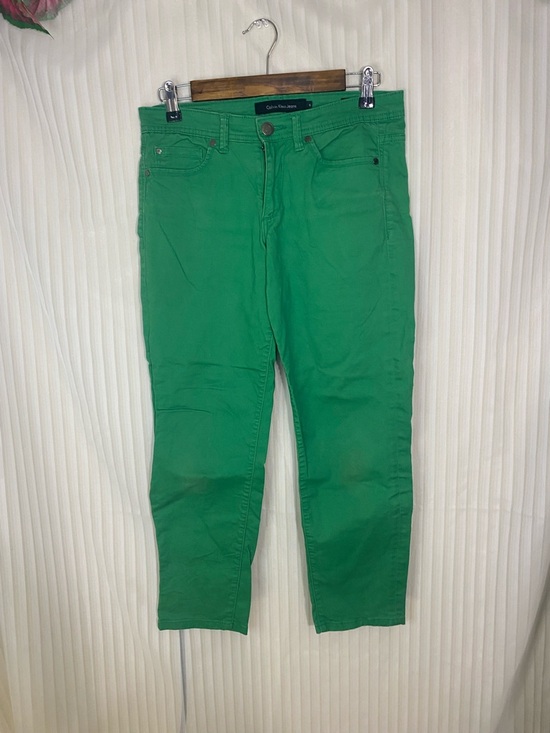 Calvin Klein Jeans Denim - Calvin Klein Jeans Skinny Crop Pants Womens Size 6 Green Stretch Mid Rise Ankle